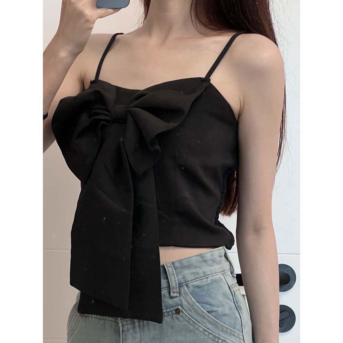 外穿无袖短款黑色吊带背心女夏季辣妹大码胖mm设计感修身打底上衣