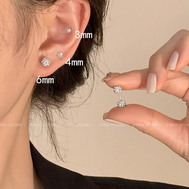 耳钉女养耳洞耳骨钉小众高级感锆石耳蜗钉耳环耳饰小众设计百搭K