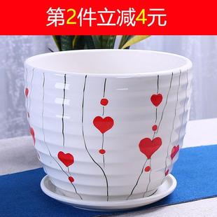 花盆陶瓷创意个性 清仓特价 带托盘家用绿萝多肉花盆复古典家用 包邮