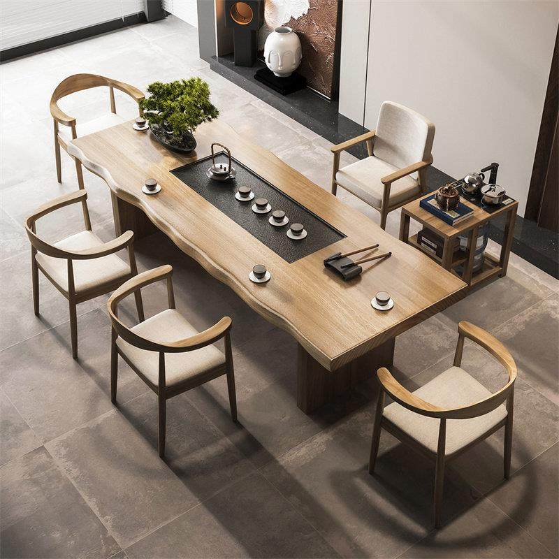 实木茶桌茶盘一体泡茶桌椅组合现代简约家用功夫大板茶台后现代桌,住宅家具,茶几,淘宝优惠券,粉丝福利购,淘宝优惠卷