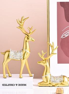 现代轻奢麋鹿装饰品家居客厅酒柜玄关摆件电视柜桌面鹿饰品摆设