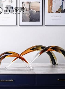 创意个性化喇叭造型入口书房桌玻璃饰品酒店别墅家居软装工艺品