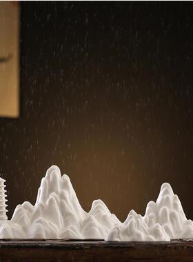 新中式假山小山摆件微景观创意客厅样板间桌面鱼缸造景搭配装饰品