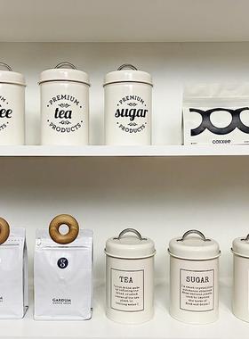 样板房厨房咖啡主题摆件橱柜铁艺收纳罐售楼处茶叶密封盒岛台装饰