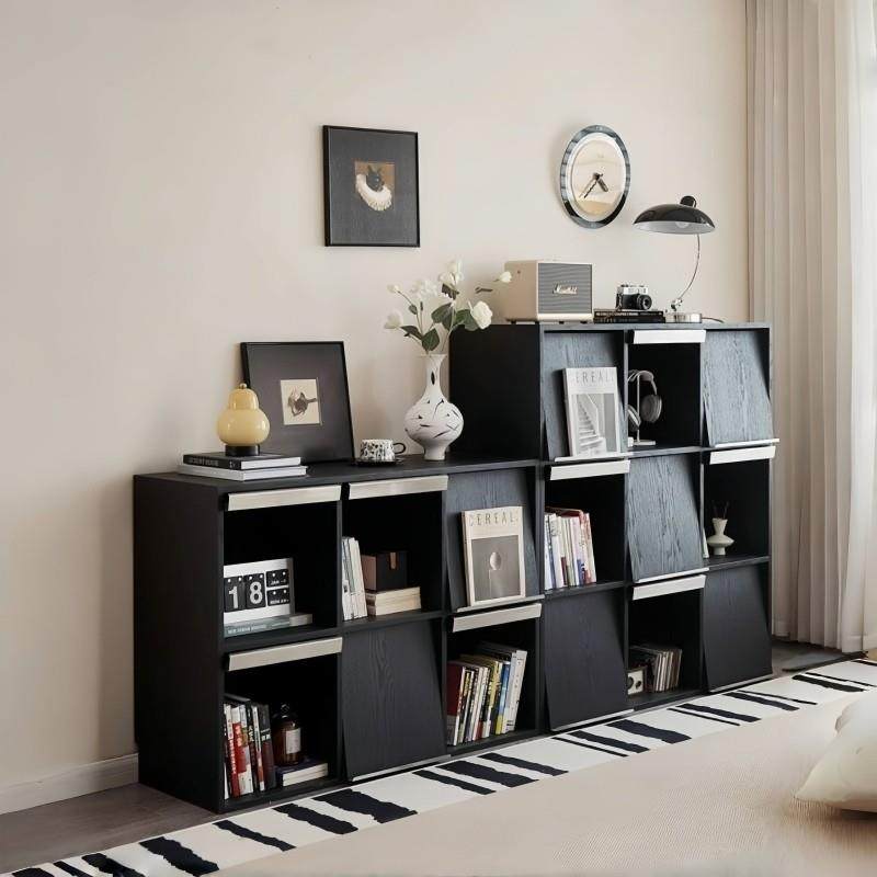 覆古质感书柜带柜门置物架落地展示柜客厅格子柜组合柜收纳柜斗柜,住宅家具,单个书柜,淘宝优惠券,粉丝福利购,淘宝优惠卷