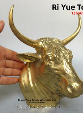 铜纯铜牛头可与生肖动物头放置或悬挂。空气像彩虹牛头牛肉店墙面