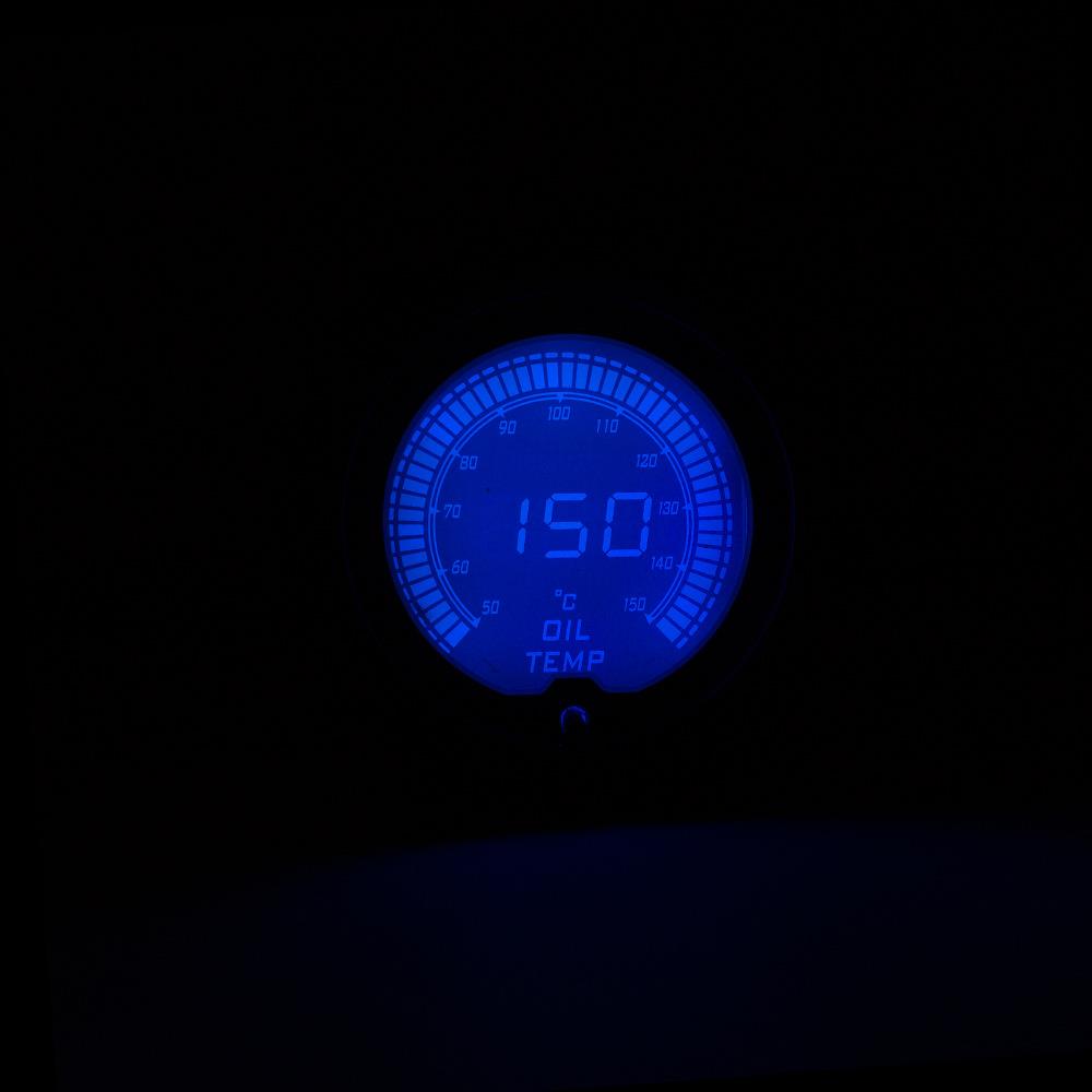 汽车改装2寸52mm50-140℃油温度表 7种背景灯光液晶显示车用油温