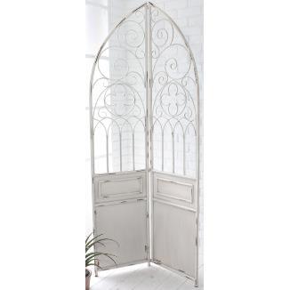 COVENT/ARCH DECO做旧金属复古白色双扇装饰屏风