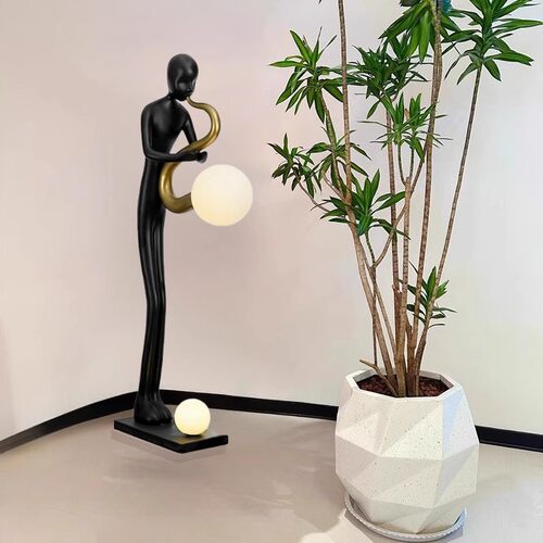 创意抽象人物雕塑摆件售楼处酒店样板间橱窗玻璃钢落地装置艺术品