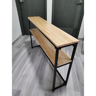 客厅沙发后置物架实木铁艺长条桌子靠墙书架墙边窄条几背靠柜