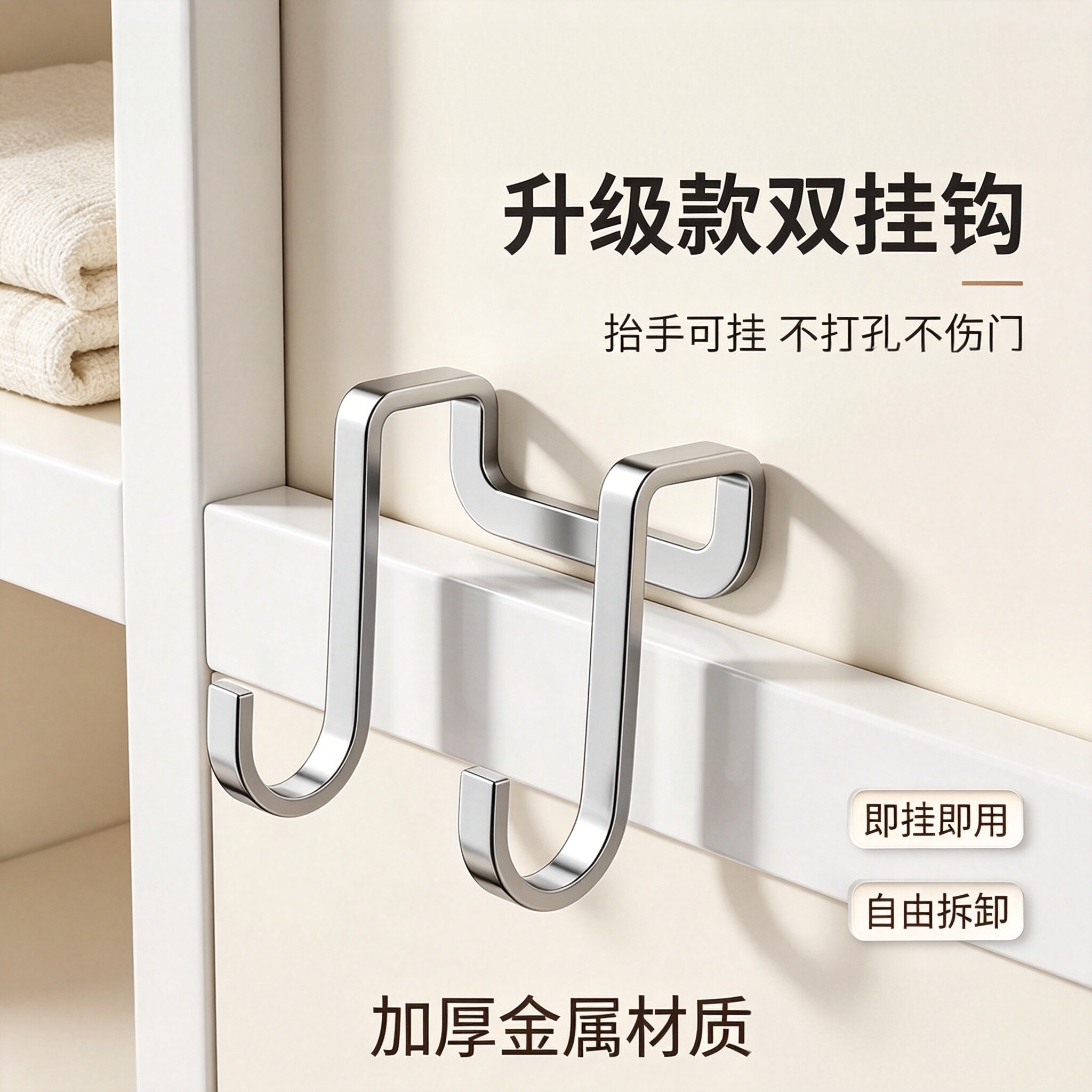 不锈钢S型免打孔强力承重挂钩