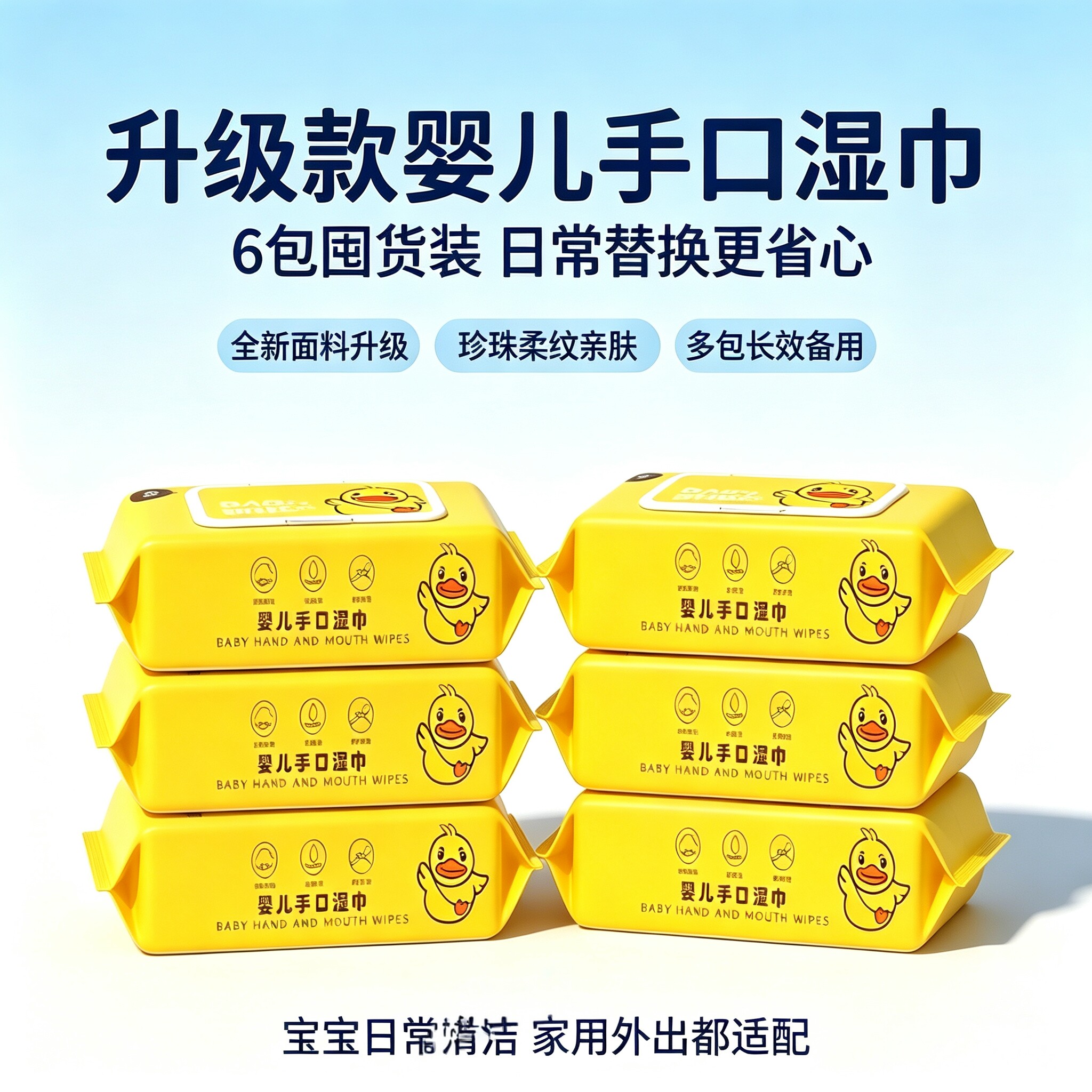 小黄鸭婴儿加厚带盖湿巾