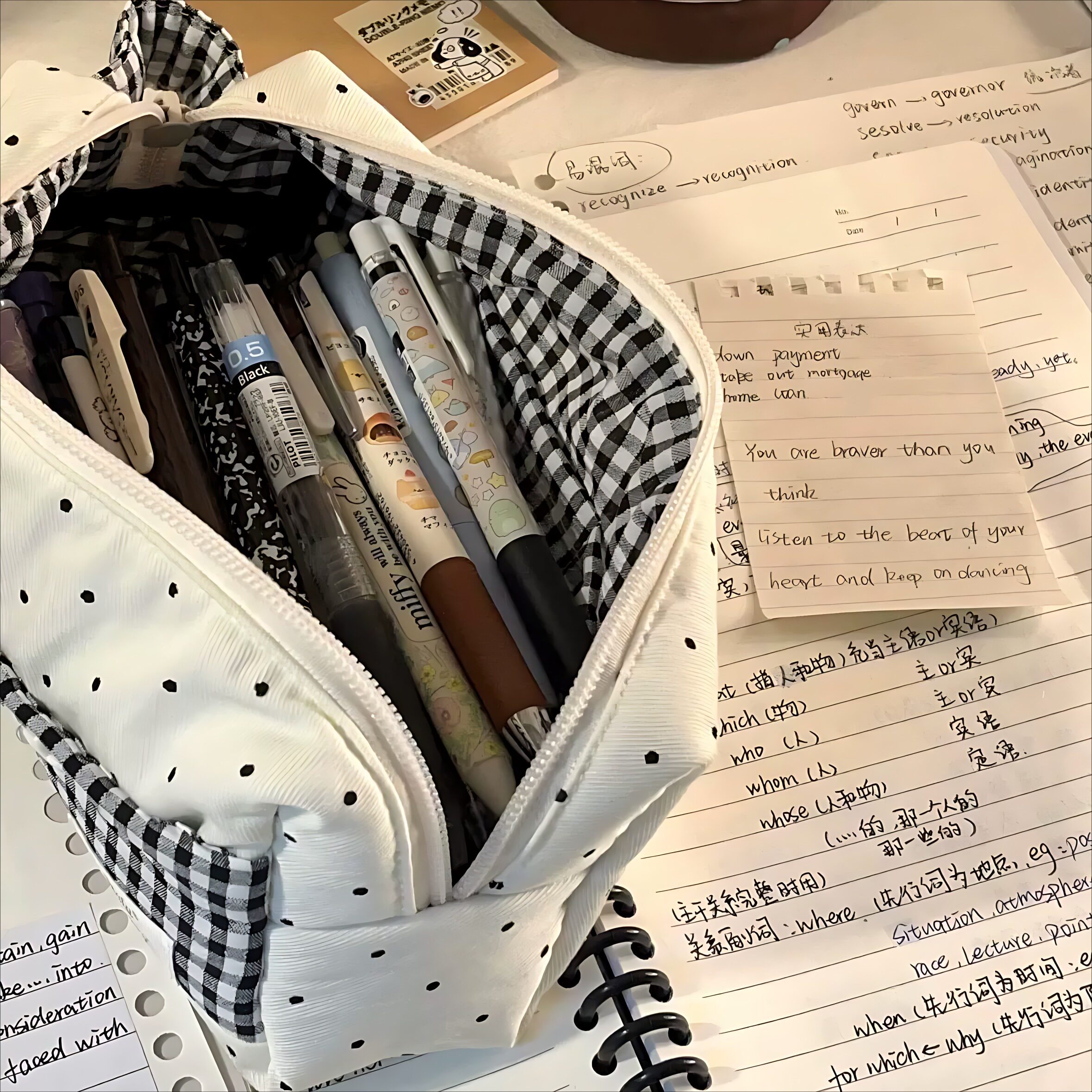 ins风波点软绵绵慕斯手提笔袋女生韩版高颜值大容量铅笔盒文具袋