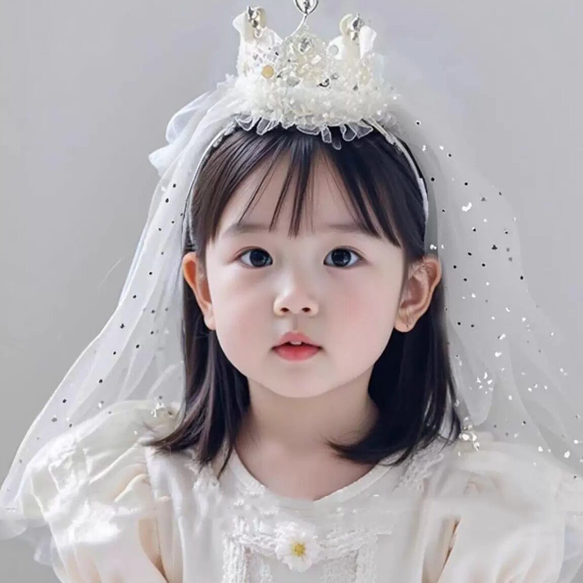 儿童头纱发箍皇冠网纱头饰女童生日头箍发卡宝宝公主周岁拍照发饰