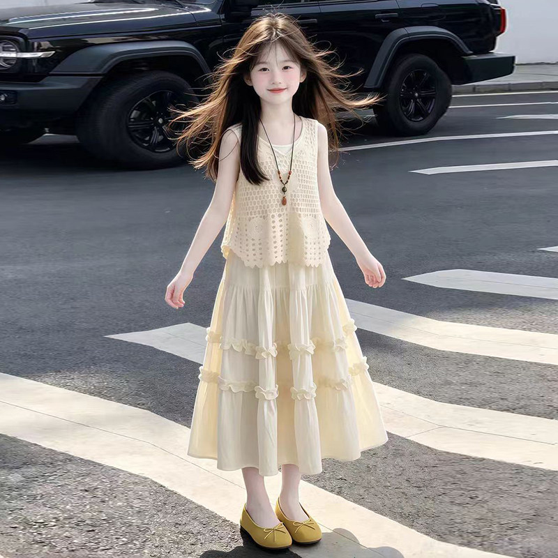 女童吊带连衣裙两件套夏季儿童背心裙子2026新款超仙女大童夏装潮