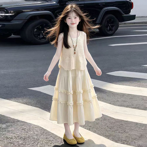 女童吊带连衣裙两件套夏季儿童背心裙子2026新款超仙女大童夏装潮