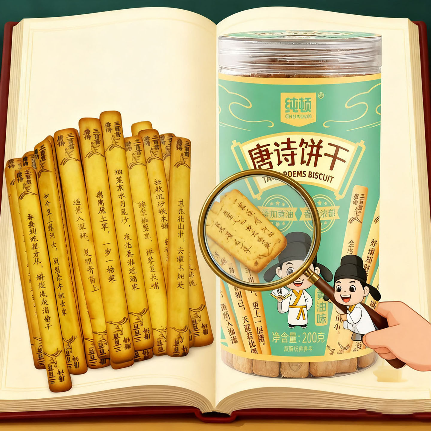 唐诗饼干纯顿抽签饼干幸运签语许愿饼干古诗黄油饼干儿童学生零食