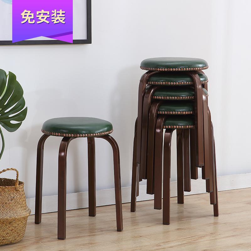 【折扣价】99CH美式复古铁艺凳子家用高板凳简约现代皮革椅餐桌凳