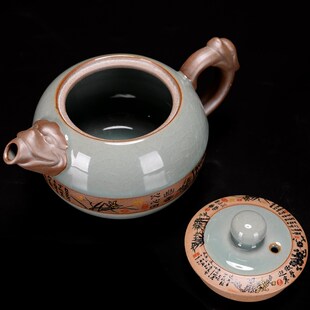 哥窑敬茶碗杯 陶瓷家用盖碗大号三才碗泡茶杯汝瓷开片功夫茶具套装