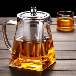 方形玻璃茶壶可电陶炉煮茶壶不锈钢过滤内胆花茶壶家用玻璃泡茶壶
