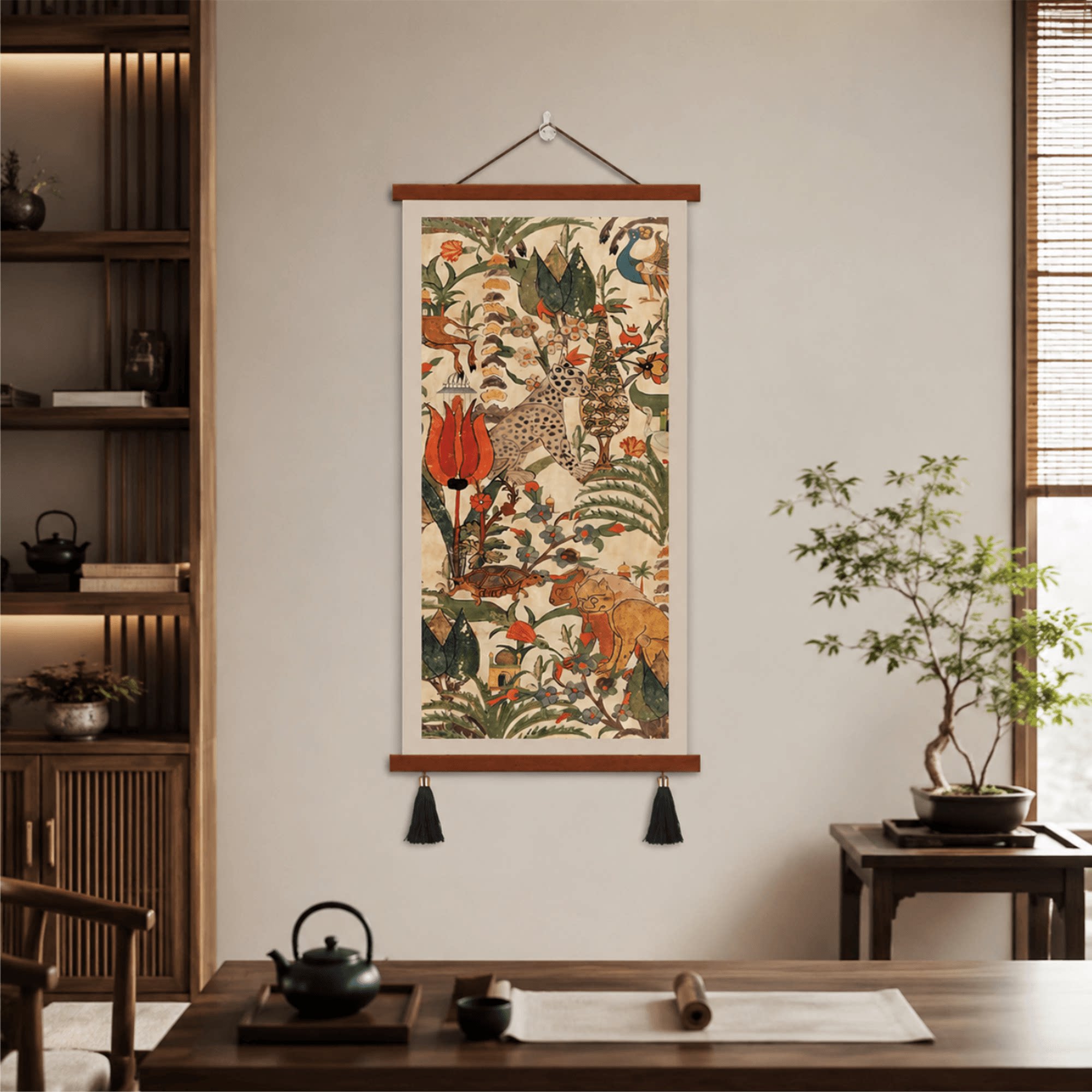 新中式复古花鸟动物装饰画茶室客厅玄关书房墙面挂画家居软装饰品