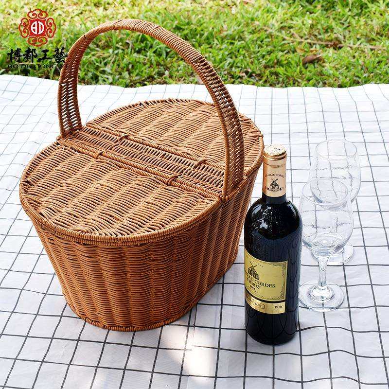 超市购物篮带盖提篮仿藤编户外野餐篮野餐纳筐收家买用菜购物篮水,电子/电工,接线端子,淘宝优惠券,粉丝福利购,淘宝优惠卷