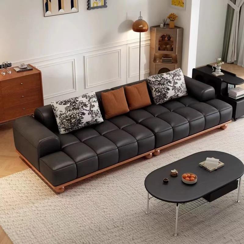 新款OPQ中古风沙发厅组合生态油蜡皮羊小户型复排古客风直羔实木