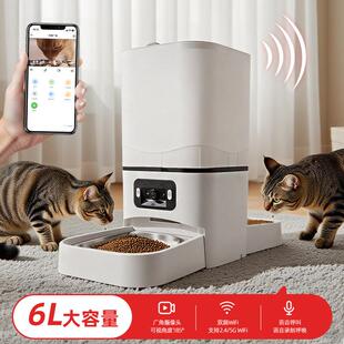 宠物背靠远背自动食器双碗咪定时猫定量喂食狗盆智喂食器能投食程