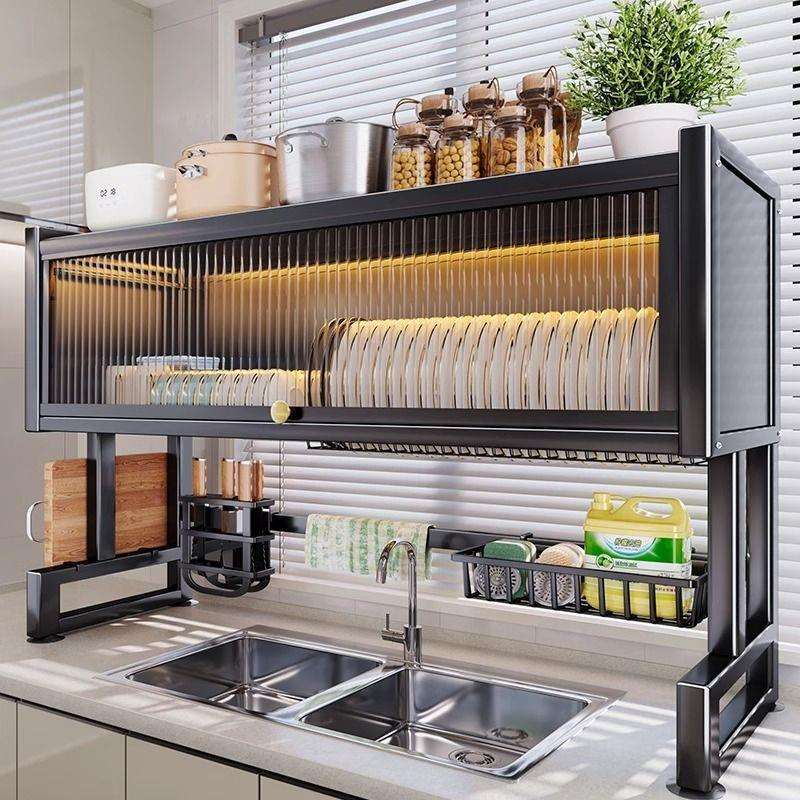 厨房台水槽物储架洗碗槽水池防尘碗柜面收纳餐QTN具多功置能物沥