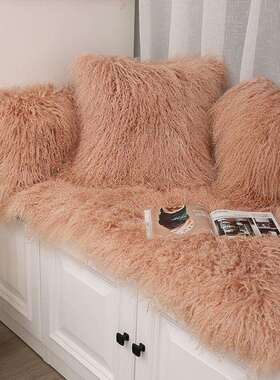 头羊毛抱枕靠垫沙滩发抱枕套爱可靠枕女生轻奢自然卷AZY-tybz羊毛