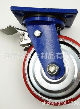 脚轮厂家脚寸05寸C3系列46寸8寸1寸超重型蓝支架PU万向4脚轮工业
