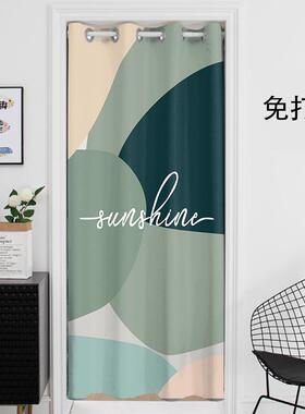 艺玄术莫兰迪数帘码印花防风免打孔门道布艺关过试衣间隔断遮GUL