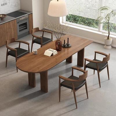实木餐桌小方型家用靠A674墙中岛台餐户桌椅组合书长形大桌子极简