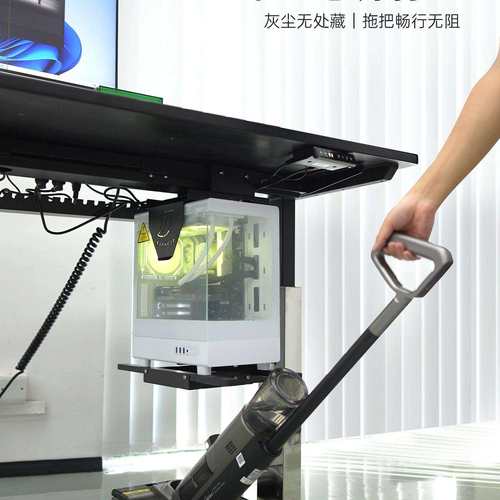 支海景房台式F99H75M5升电脑降桌机箱挂悬空架免打孔悬挂主机托架