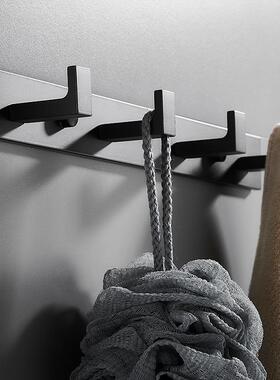 众之钩亿加厚打卫生间毛巾排挂RLU钩挂衣钩免孔壁挂黑色浴室衣服