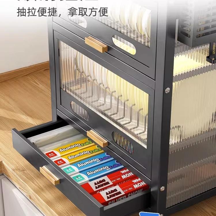 厨房碗柜收纳盘水盒带盖架放碗架台面碗碟收纳家用双层碗筷碗F97T