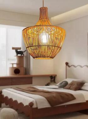 式新中编织吊灯竹藤工竹编禅灯OEZ意客厅手餐厅饰小众设计款竹艺