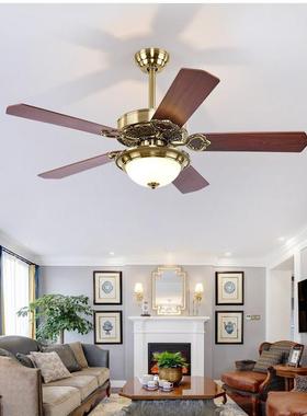 欧式复古铁叶大风带灯扇吊灯厅餐家用LED风808D扇灯现力代简约电