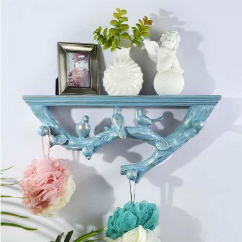 欧式树一枝新款挂钩小鸟置物架字隔板免打孔壁XxpM77C4挂钩墙墙装