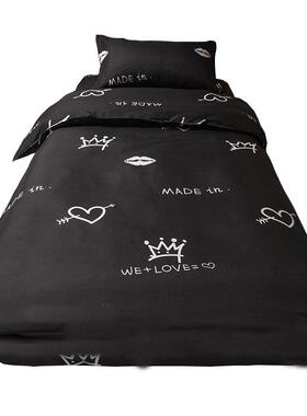 Y8.Z黑色床上三件套学床宿舍单人生男生12单FYC被罩被子被褥套装