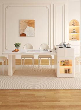 Y桌la奶油伸缩岛台岩板茶桌餐一体餐椅轻奢组合简家用dfk4kGJH约