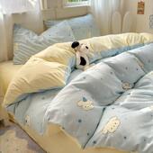 卡纯棉棉床单上四件套2025新款 床全DSZ笠款 被通套床人学生宿舍三