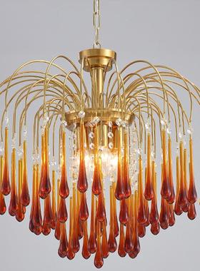 客吊鼻涕灯法式复古灯具创厅意水滴OQA卧造型餐厅室轻奢灯水晶灯