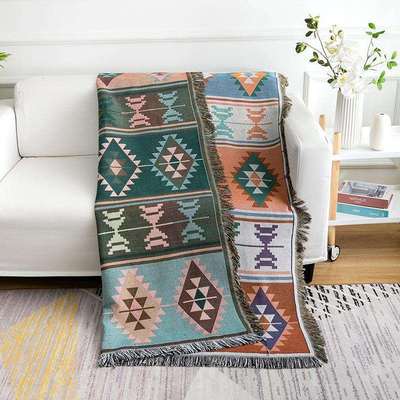 加沙厚棉发毯美式沙发巾双特400层斯图案午韦睡沙发巾现货