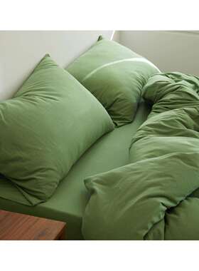 V45翠~纯石绿柔软针F6HH9JH织棉四件套裸睡色黄色天竺棉纯棉三件O