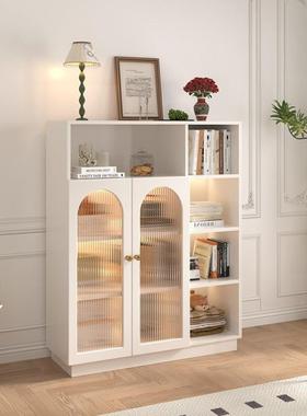 法风式奶UEB油书柜客童厅玻门防尘书架现代轻奢儿收纳柜小型置物