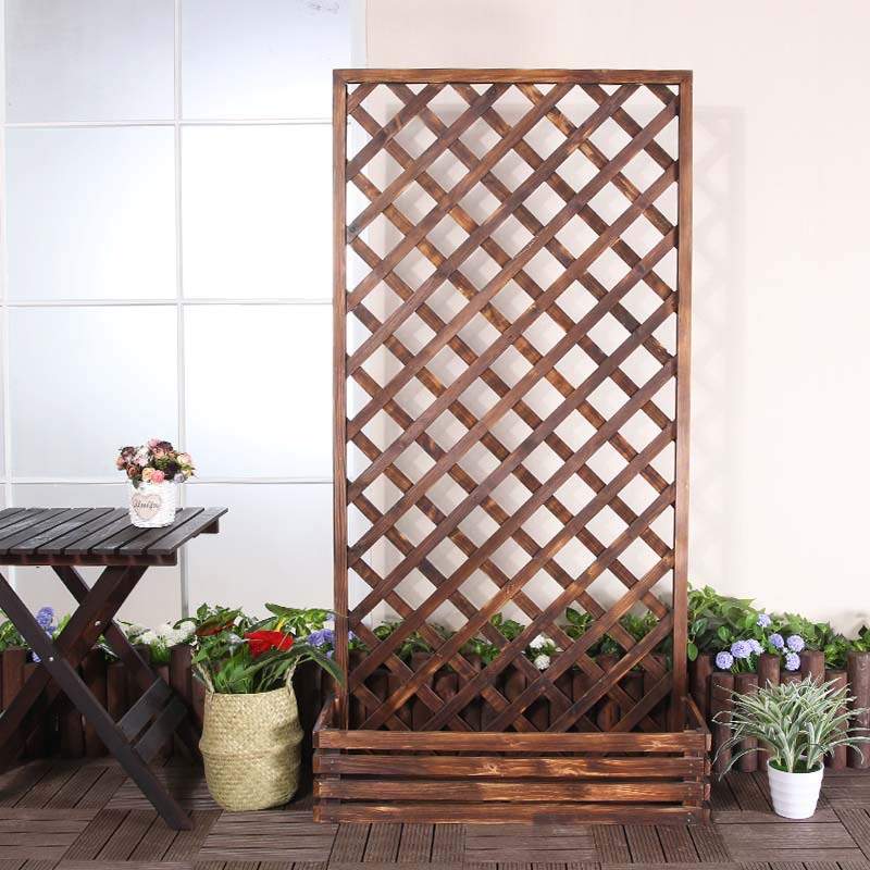 户外防腐木网格花架子室内实木阳台隔断栅栏花盆架室外植物爬藤架