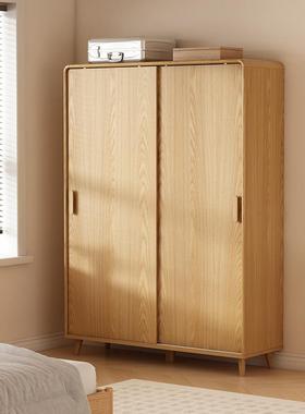 推拉衣柜门卧室用28489省空间小户型衣橱实木框大容量收纳储物家