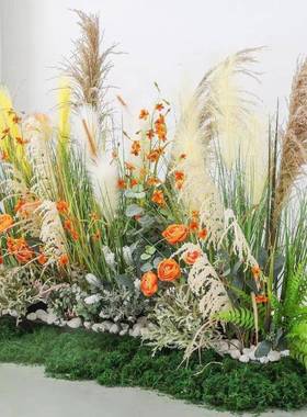 花语坊仿hY8y3nwH真户外假花草酒店大厅装花饰苇草丛花艺橱芦窗仿