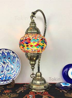摩洛哥工台灯复古浪漫小89042夜灯卧玻室餐厅酒其店酒吧土耳手璃